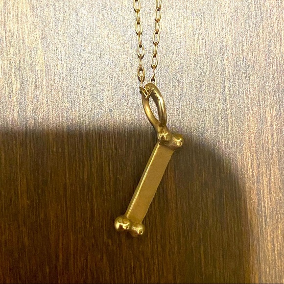 14k Gold Dog Bone Charm Necklace